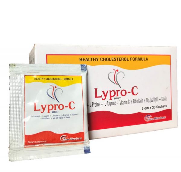 box containg sachets of lypro-c a cholesterol lowering supplement india