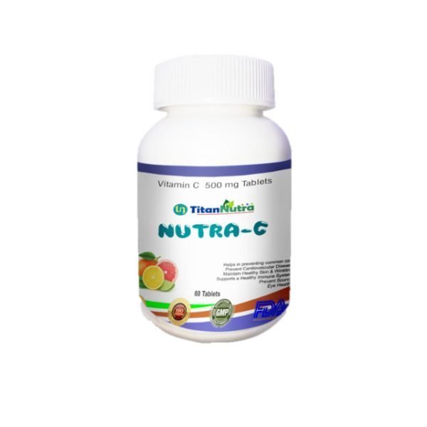 bottle contaning nutra-c vitamin c tablets for skin