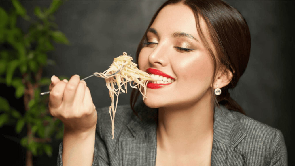 a girl eating ultraprocessed foo