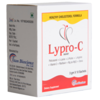 Box containing lypro-c sachets for lowering cholesterol